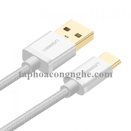 Ugreen 20815 3M màu Trắng Dây USB 2.0 sang Type-C đầu nhôm dây bọc vinyl US174 30020815